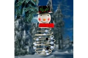 ABC Home Garden - Lampada a energia solare a forma di pupazzo di neve, con interruttore on/off e sensore di luce, multicolore