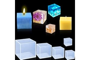 FineInno 5 Pièces Moule Resine Cube 2,2/3,3/4,4/5,4/6,4cm Moulle Silicone Carrée Clear Resin Mold Bijoux Moulage Coulée pour Fabrication de Bijoux Savon Bougie (2,2/3,3/4,4/5,4/6,4cm)