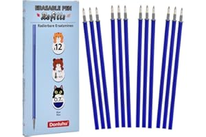 Donluhu 12x Radierbarer Ersatzminen Blau - Kompatibel Mit Legami - Einfach zu radieren - Stiftspitze 0,7mm,Höhe 13 cm