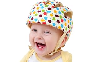 IULONEE bébé casque de protection pour enfant Chapeau infantile Tête de protection Chapeau de coton pour enfant réglable casque de sécurité-Fleur de pommier