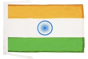 AZ FLAG - India Flag - 18'' x 12'' - 100% Polyester Indian Small Banner with Two Cords - Fade Resistant - Vivid Colors - 18x12 in - 45x30 Cm