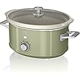 Swan SF17021GN Retro Slow Cooker with 3 Temperature Settings, Keep Warm Function, 3.5L, 200W, Retro Green