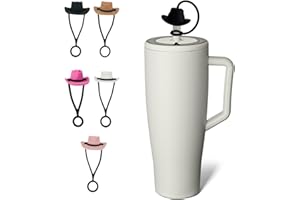 Mrltau 5 pezzi cappello da cowboy, copertura per cannuccia, tappi per cannuccia in silicone, copertura per cannuccia Stanley Cup 40 oz 30 oz.