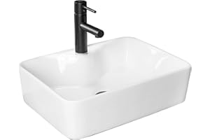 REA Lavabo en céramique - Rectangulaire - 38 x 50 cm - Blanc