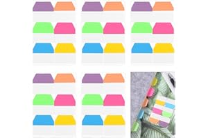 Mynoozi 600 Stück Haftindex-Tabs, Haftstreifen, Seitenmarkierungen, Seitenregister, 6 Farben, selbstklebend, wiederverwendbar, Heftreiter, Seitenreiter für Büro, Schule, Zuhause – 5 Stück
