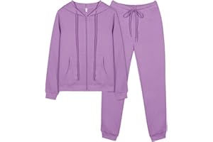 REORIA Women Zip Up Hoodie and Slim Long Pants Warm Cotton Lounge Wear Sets Two Piece Outfit Thick Long Sleeve Tracksuits Full Set Co Ord Sets With Pockets