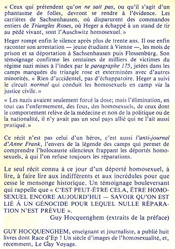 Book's Cover of Les hommes au triangle rose Journal d'un déporté homosexuel 1939 1945 Préface de Guy Hocquenghem