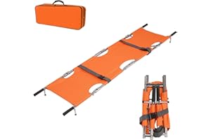 Kensbro Barella Portatile di Salvataggio, 210 * 54 cm Barella Pieghevole con Borsa Portaoggetti per Soccorso Alpino e Trasporto a Lunga Distanza(Arancione)