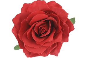 Mecool 3.94" Rose Hair Clips for Weddings Corsage Hair Pins for Women | Flower Girl Hair Accessories for Women | Flower Hair Clips - Red