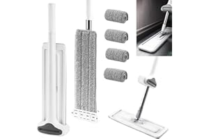 XZMCAT Mopas de Limpieza Suelos, Mopa Fregona 360° con 140 cm Mango de Acero Inoxidable, Mopa para Limpiar Azulejos y Paredes con 4 Almohadillas Reutilizable