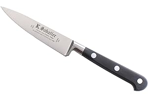 K SABATIER - Office 10 Cm Gamme Authentique - Acier Inoxydable - Manche Noir - 100% Forge - Entièrement Fabrique en France