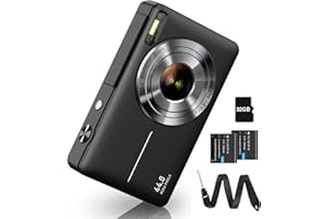 CAMKORY Cámara de fotos digital FHD 1080P 44 MP con tarjeta de 32 G, zoom digital de 16 x, cámara digital con batería, portátil, sencilla cámara digital para niños, estudiantes, adolescentes, principiantes