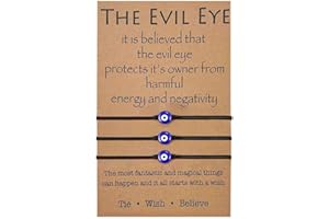 BOCHOI Mauvais Œil Bleu Turc Cordon Tressé Bracelets Réglable Bracelets à œil Bracelet à vœux Protection bébé Cadeau pour Ados Femme Homme Famille Amie Fille garçon