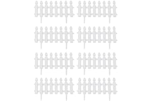 Miupoo Kunststoff Gartenzaun Panel, Gartenkanten, Dekorative Gartenzaun, Gartenbaumgrenze, 8 Stücke, insgesamt 384cm Länge, weiß Vertikaler Zaun