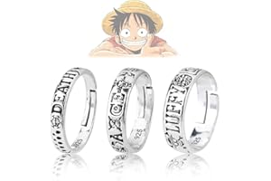 Tomicy 3-teiliges Retro Punk Ring Set Anime Luffy Ring Geburtstagsgeschenk für Mann Junge Cosplay Geschenk Frau Mann Ring Anime Stil Mode qualität hohe haltbarkeit Ring