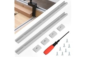 SCHYIDA 2 Piezas Guías T de 400 mm Riel para Mesa de Trabajo con 4 Tuercas 8 Tornillos y 1 Desatornillador Guía de Aluminio para Sierra de Banco Guía Deslizante para Mesa de Corte Router Fresadora