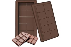 Amlope Paquete de 2 Moldes para Chocolate Molde Turron Molde de Silicona para Barra de Chocolate Molde Sin BPA Antiadherente para Pralinés y Dulces
