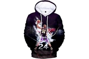 Silver Basic Felpa con Cappuccio R.I.P.Lakers Super Star Kobe Bryant e Gigi Unisex Moda Maglione Manica Lunga