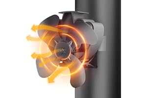 Drcokars Ventilateur Poele à Bois, 4 Pales Ventilateur Cheminée Magétique, Ventilateur de Poele Silencieux Alimenté par Chaleur pour Cheminée Tuyau/Pellet/Poêle à Gaz, 600A