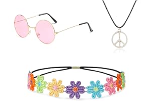 COMIOKE Set De Accesorios Disfraces De Hippie, Complementos Hippie, Kit Hippie, Complementos Hippies, Accesorios Hippie, Set Hippie, Accesorios Hippie Mujer, Accesorios Hippies, Accesorios Hippies Mujer