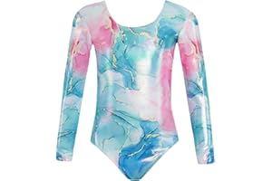 JiAmy Gymnastics Leotards for Girls, Long Sleeve Kids Gymnastics Athletic Outfit Sparkle Dancing Ballet Unitard for 3-12 Years