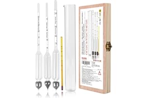 Notimin 3 Pack Alcohol Hydrometer Includes Glass Cylinder Thermometer Detection of 0-100 vol% Concentration for Spirits Distilled Whiskey Vodka Cognac