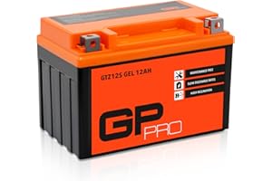 GP-PRO GTZ12S 12V 12Ah GEL Batterie de démarrage (compatible avec YTZ12S / YTZ14S) (Sans entretien/Scellé) Moto Accumulateur pour p.ex. Honda