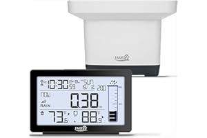 JMBAY Wireless Rain Gauge Outdoor, Digital Rain Gauge Outdoors Best Rated with Thermometer,Accurate Self-Emptying Rain Measure Gauge for Garden,Remote Electronic Rain Meter,Freeze Proof Rainfall Measurer