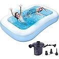 NISHIV Bath tub for Baby Inflatable Rectangular Pool 5.6ft Baby Bath tub Baby Pool Colorful Kiddie Pools Bath Tub for Kids Water Swimming Splash Pool with Electric air Pumps
