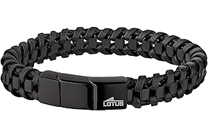 LOTUS STYLE Pulsera Hombre Acero Inoxidable 316L Brazalete de Diseño Sofisticado, Confortable y Resistente al Agua - Pulseras Hombre - Negra 228.00 mm LS2094-2/1 - Regalo de Cumpleaños, Día del Padre