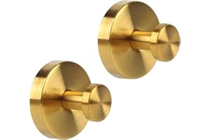 HZPZPP |Suction on Wall Wooks for Bathroom| Stainless Steel Waterproof Suction Hooks Without Drilling, Suitable for Bathroom Shower Towel Kitchen Glass Doors (2Pcs Golden)