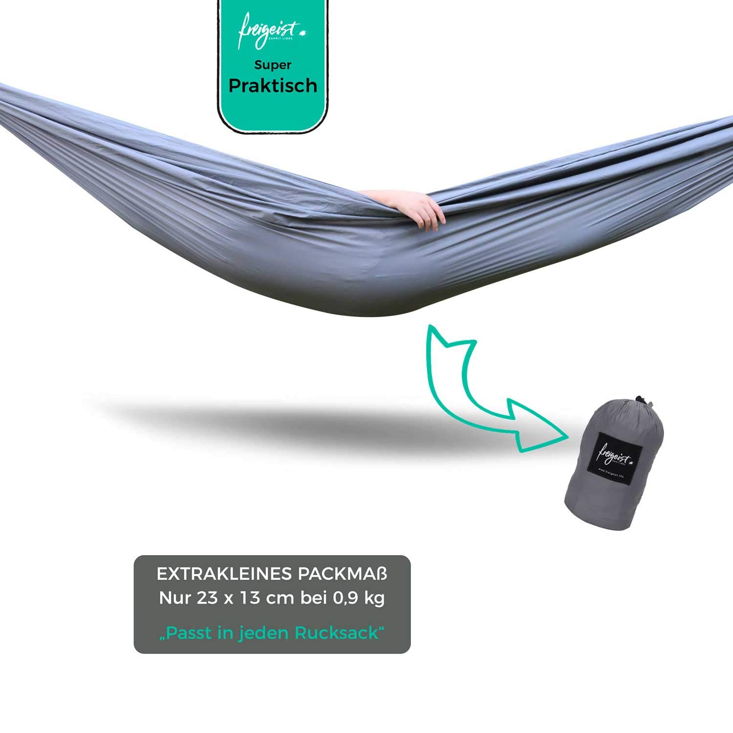freigeist® Premium Hängematte Outdoor aus Ultra-Leichter Fallschirmseide | Camping Hängematte 2 Personen mit EXTRA hoher Tragkraft | Camping| Hammock.. – Bild 5