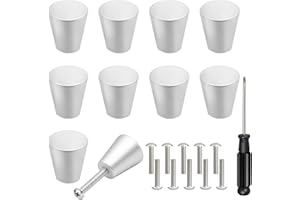 BORISCA 10 Pz Pomelli per Mobili Moderni di Alluminio, Rotondo Pomelli Cucina e 10 Viti, Pomello Armadio con Cacciavite, Pomelli per Cassetti Metallo, Manopole per Mobili per Camere da Letto Cucina