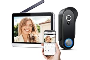 SIMBAILAI WiFi 1080P Vidéo Interphone Visiophone Portier sans Fil,Écran Tactile 7 Pouces, Champs de Vision 160°,Verre trempé, Détection de Mouvement, IP65, Vision Nocturne, Moniteur et Sonnette vidéo