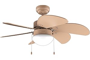 Cecotec - Ventilateur de Plafond avec Lumière EnergySilence Aero 3600 Vision Full Orange - 50 W, Diamètre 91 cm, Ampoule non Incluse, 3 vitesses, 6 Pales, Mode Été/Hiver, Design Élégant