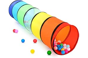 WILWOLFER Tunnel Enfant - Tente de Jeux Exterieur Interieur avec Côtés en Maille - 180 cm Tunelle pour Enfant Parcours Motricité Bébé Rampant -Jouet de Pliable Pop-up - Cadeau pour Animaux (Arc-en-Ciel)