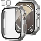 Apple Watch Series 10 46mm İle Uyumlu Starlight 360 Derece Koruma ve Temperli Cam Ekran Koruyucu G&uuml;m&uuml;ş