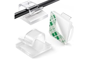 Aujzoo Lot de 50 clips de câble auto-adhésifs pour organiser les câbles et câbles de bureau