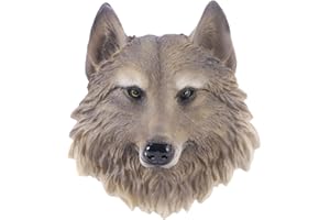 Garneck Large Outdoor Ornaments Animals Head Wall Decor Resin Wolf Head Wall Statue Realistic Animals Head Wall Hanging Sculpture Farmhouse Wall Decoration Ornament Animal Head Wall Sculpture