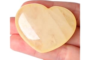 AWARDSEN 45 mm Citrine Crystal Heart, Big Healing Crystals Stone, Natural Love Hearts Gemstones, Pocket Palm Stones for Anxiety Relief, Crystal Gifts for Women, Valentines Day Gifts for Her