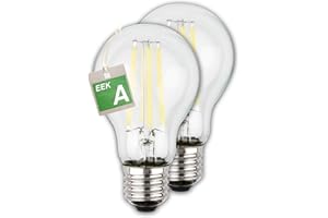 BRILONER - Classe énergétique A Lot de 2 lampes à incandescence LED E27 A60, Ultra Efficient, lumière blanc chaud, 4W, 840lm, LED, ampoule LED, éclairage LED, lampe à incandescence, ampoule, 60x106 mm