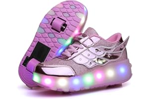 Aizeroth USB Aufladen 7 Farbwechsel LED Blinkend Schuhe Mit Doppelt Rollen Automatisch Räder Rochen Skateboardschuhe Outdoor Fitnessschuhe Gymnastik Laufschuhe Sneakers für Jungen Mädchen