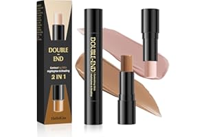 NICEMOVIC Contour Stick, Double-End Cream Contour and Highlighter Stick Waterproof Long-Lasting Concealer, Lightweight Blend Smooth Bronzer Stick, Color 01