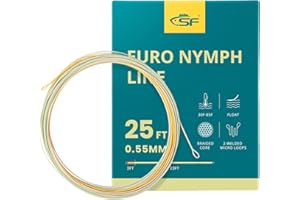 SF Línea de Pesca con Mosca Flotante Euro Nymph Level Line de 0,55 mm con 2 bucles Soldados, 25 pies/7,6 m, 85 pies/25,9 m