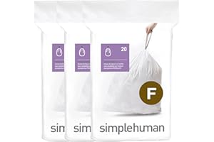 simplehuman CW0256 sacchi spazzatura, sacchetti su misura codice F, bianchi, 3 x confezione da 20 (60 sacchetti)