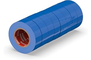 ERKO Nastro Isolante elettrico blu 19 mm x 20 m 8 Pezzi PVC Per isolare, Riparare e legare, nastro adesivo, Per tensioni fino a 6 kv, elettrici professionali, flessibile, autoestinguente