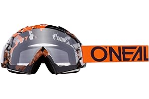 O'NEAL | Lunette vélo et moto | MX MTB Downhill Freeride | aux normes EN1938, 100% protection contre les UV | Lunette de protection B-10 PIXEL | Adulte | Orange Blanc - verre clair | Taille unique
