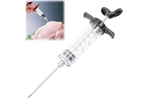 MIAYICAL Seringue à Sauce, Injecteur de Marinade, Seringue Alimentaire Cuisine, Seringue à épices avec L'aiguille La Capacité de 30ml, pour Badigeonner et Cuisiner Dinde, Bœuf, Porc, Poisson, Barbecue