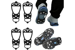 EUIEUT 2 Paar Spikes für Schuhe Winter Schuhkrallen mit 8 Zähne Schuhspikes Eisspikes Schneeketten Schuhe Spikes Anti Rutsch Steigeisen Wanderschuhe Spikes für Winter Outdoor Trekking (26 * 10.7cm)