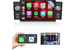 Hikity Wireless Carplay Autoradio pour Fiat Punto 2005-2009/Linea 2007-2011 avec 7'' Écran Tactile Android Autoradio Bluetooth 2 Din GPS WiFi FM RDS HiFi USB Caméra de Recul【2+32GB】